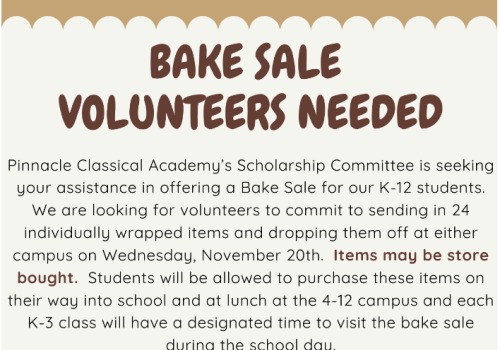 Bake Sale - For PCA Scholarships