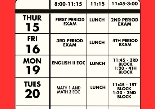 Exam Schedule for High School